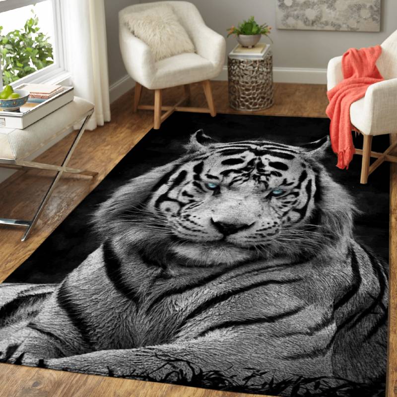 White tiger sapphire eyes – Sacred Animals Area Rug Carpet