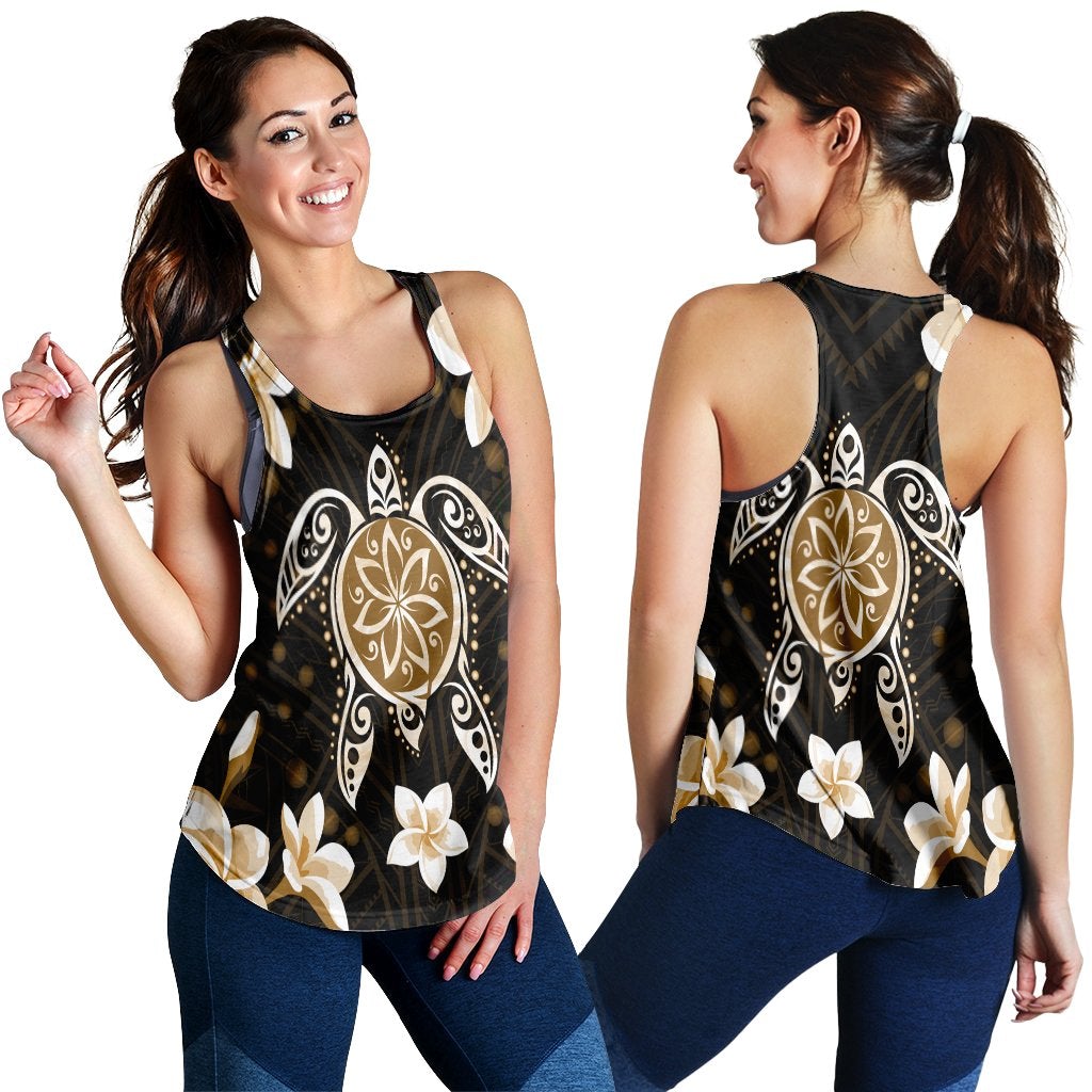 Hawaii Gold Turtle Plumeria Racerback Tank Ah Ha56387