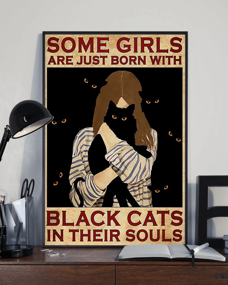 Black Cat In Their Souls Poster Canvas – Cats Loves Vintage Home Decor Wall Art Evg80331