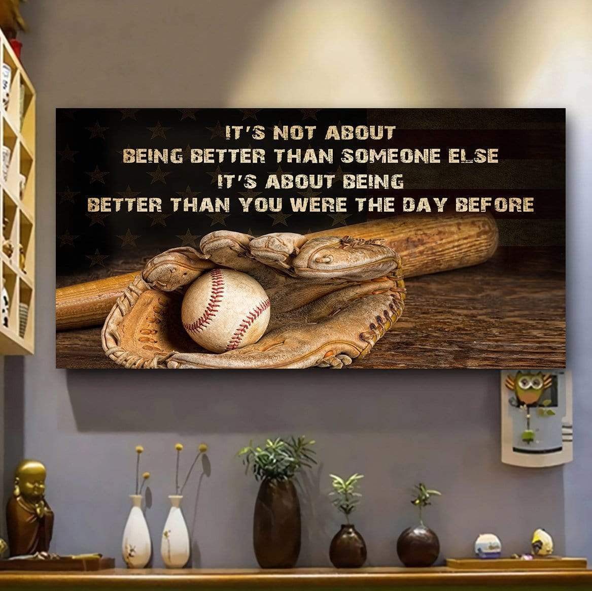 Baseball Vintage It’s About Being Better Than You Were The Day Before Canvas Prints Poster Print, Wall Art Canvas, Poster Canvas Wall Decor