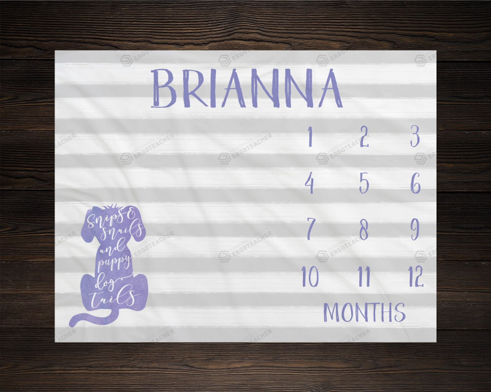 Personalized Puppy Monthly Milestone Blanket, Newborn Blanket, Baby Shower Gift Track Growth Keepsake