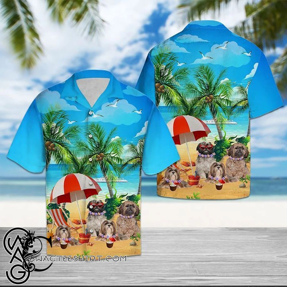 Beach Shirt Beach Hawaii Lhasa Apso Hawaiian Shirt- Chillicothemall