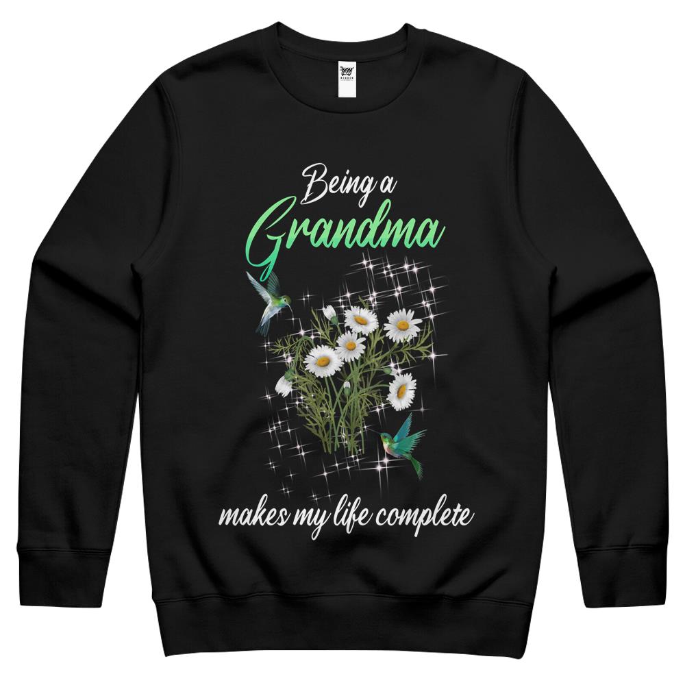 Being A Grandma Makes My Life Complete Hummingbird Flowers T-Shirt Hoodie Crewneck Sweatshirt