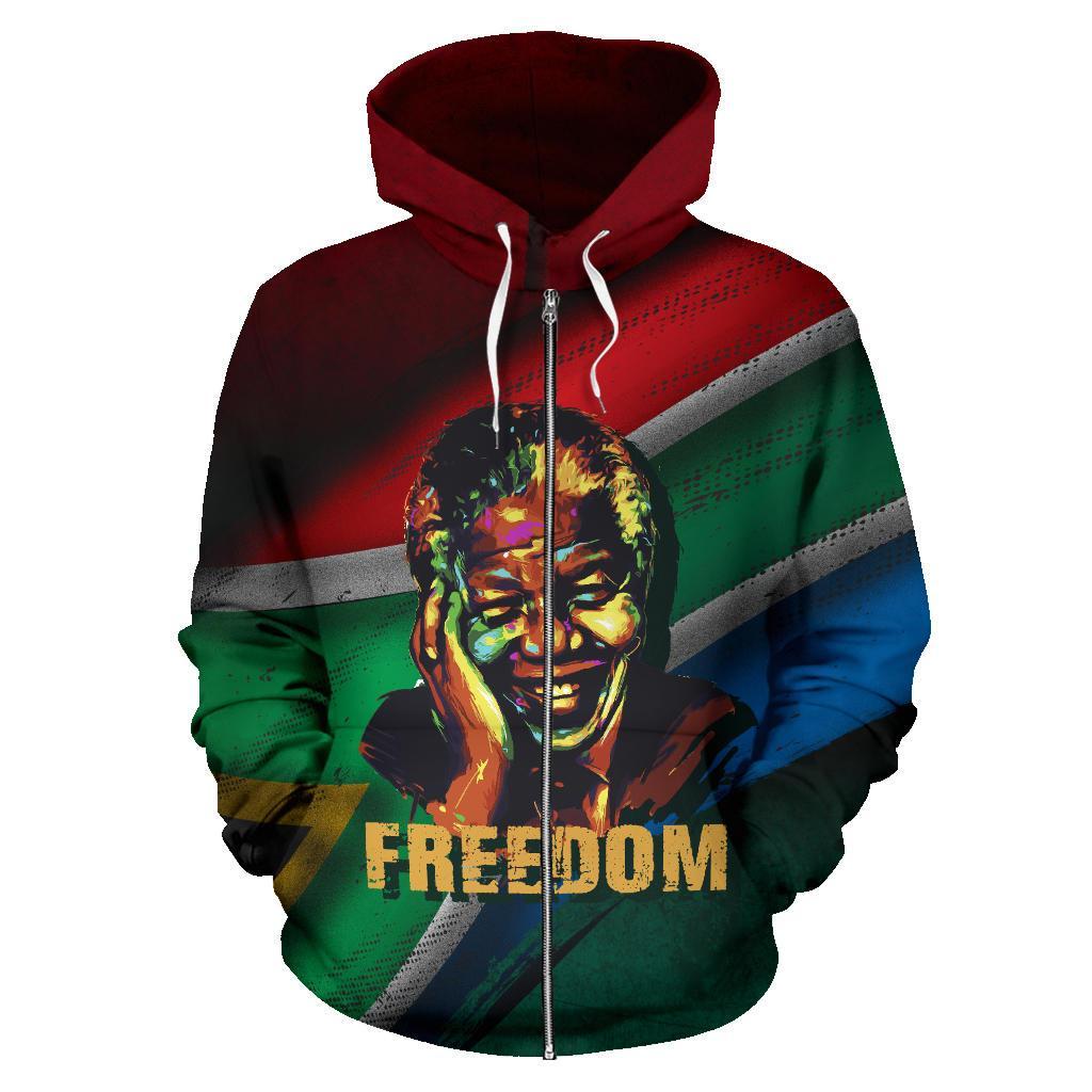 African Hoodie Zipper, Grunge Flag Style and Happy Freedom Day A188