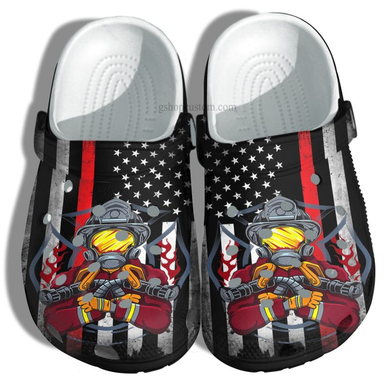 Firefighter Usa Flag Shoes – Firefighter Army Shoes Croc Clogs Gift Men Women Father Day