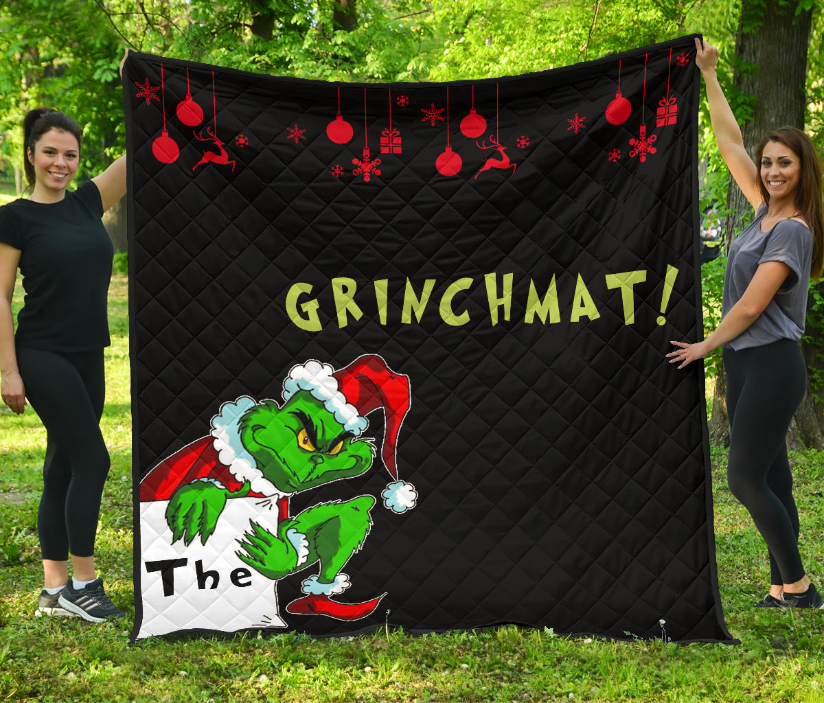 Christmas Premium Quilt | Grinchmat Grinch Stealing Xmas Artwork Quilt Blanket Na100402