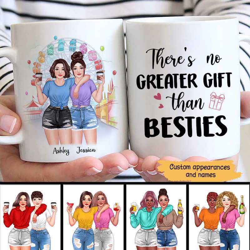 Pretty Girls Besties Best Friends In The Amusement Park Personalized Mug