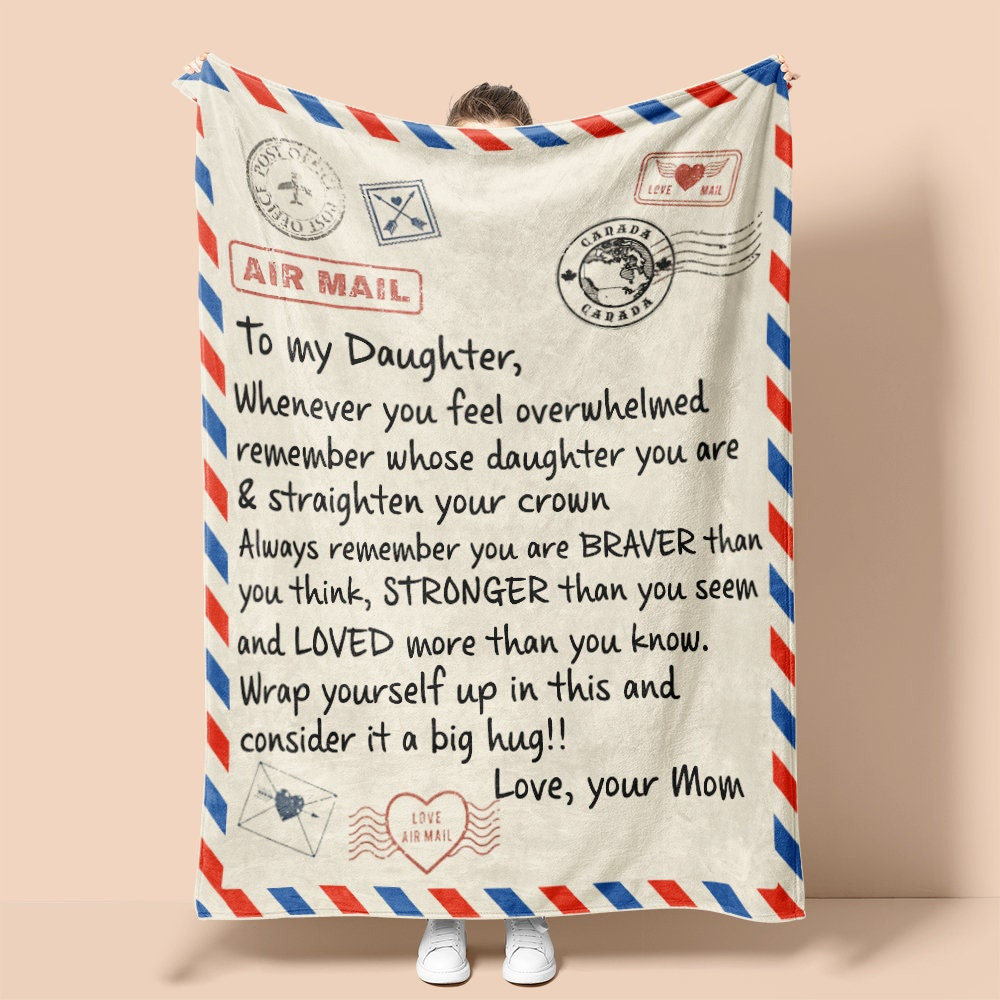 Personalized Air Mail Letter To Daughter Canada| Sherpa Woven Blankets| Gifts For Daughter|Christmas Gifts