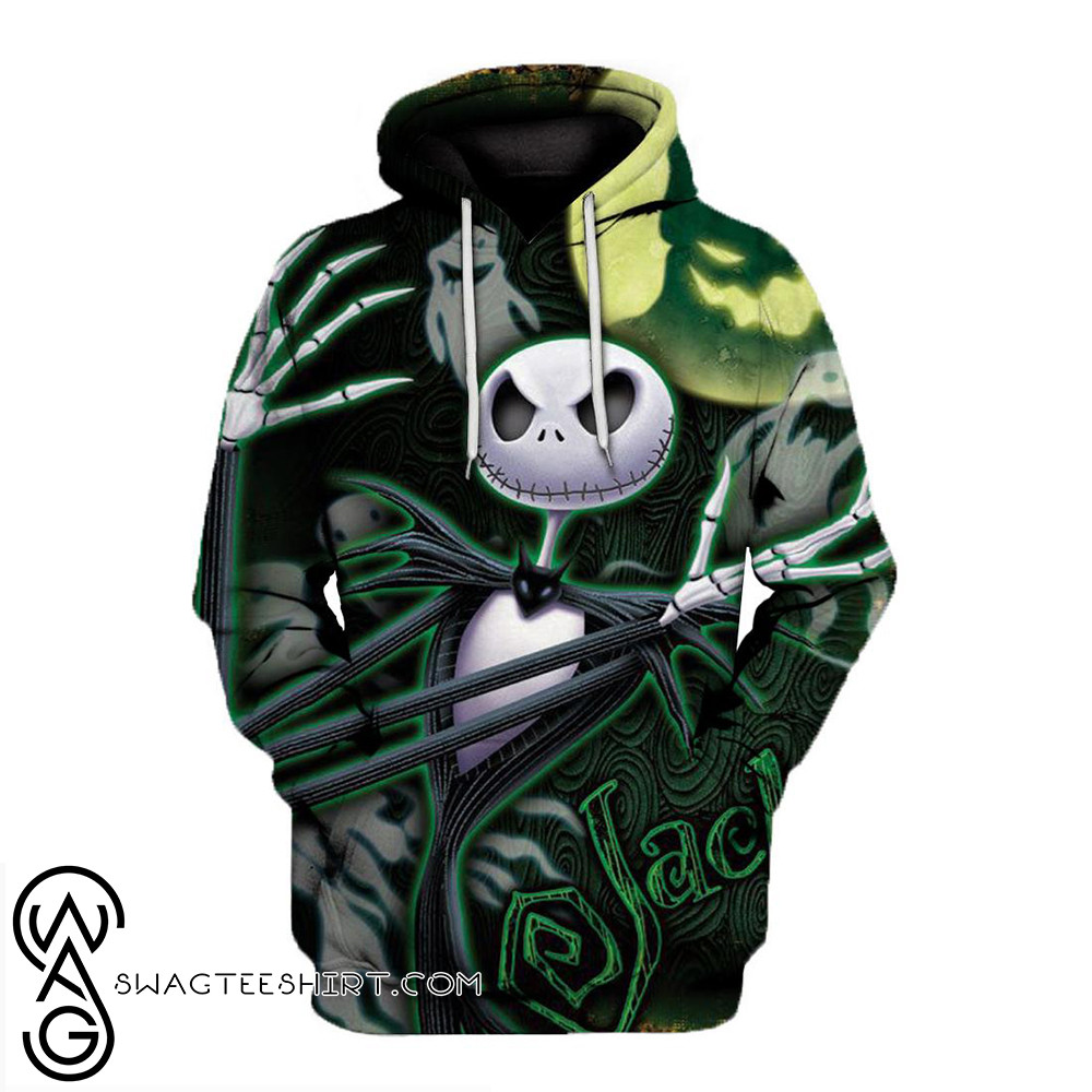 Jack Skellington And Ghost All Over Print Hoodie Trendy Fashion