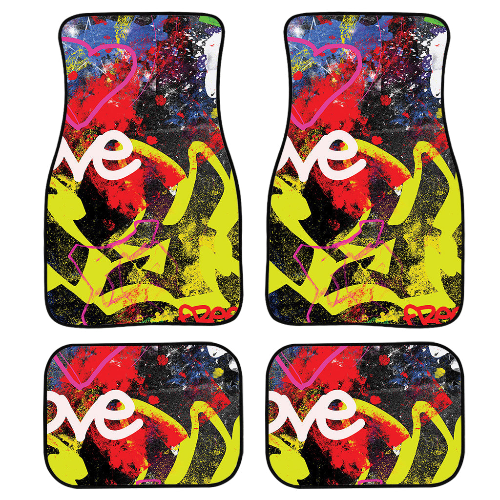 Love Nyc Graffiti Print Front And Back Car Floor Mats, Front Car Mat