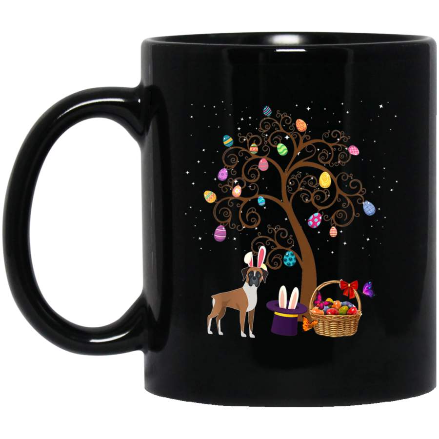 Boxer Pet Dog Hunting Egg Tree Bunny Easter Day Gift Mug