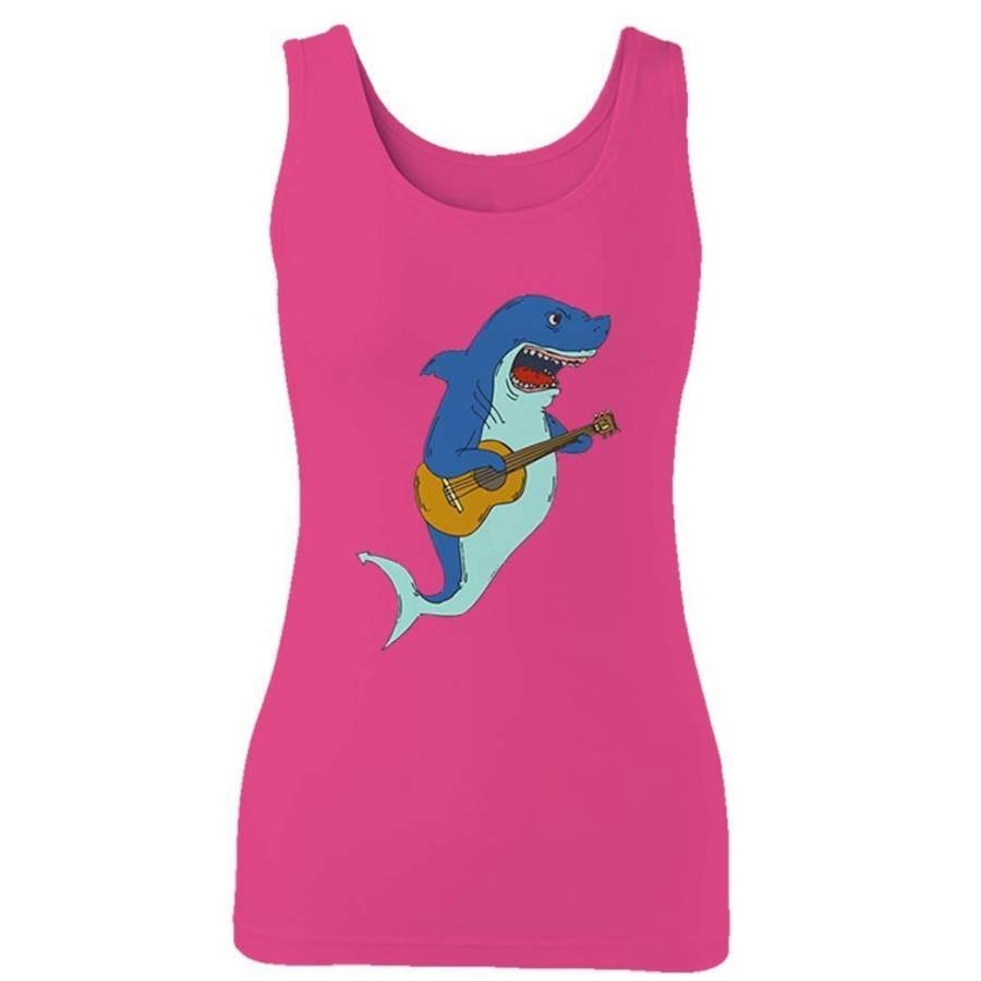 Shark Playing Guitar Guitar Shark Woman’s Tank Top