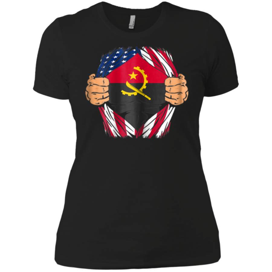 AGR Angolan Blood Inside Me Angola American Flag Ladies T-Shirt