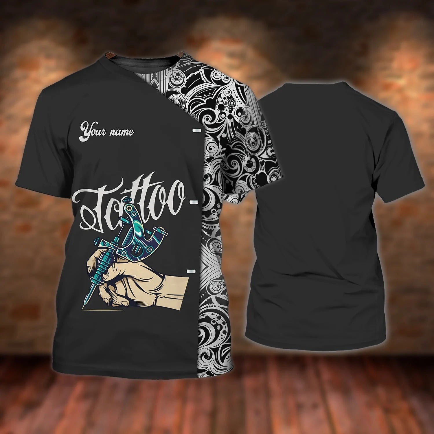 Custom 3D Tattoo Shirt Men, Tattoo Shop Uniform, Tattoo Lover Tshirt, Gift For A Tattoo Artist