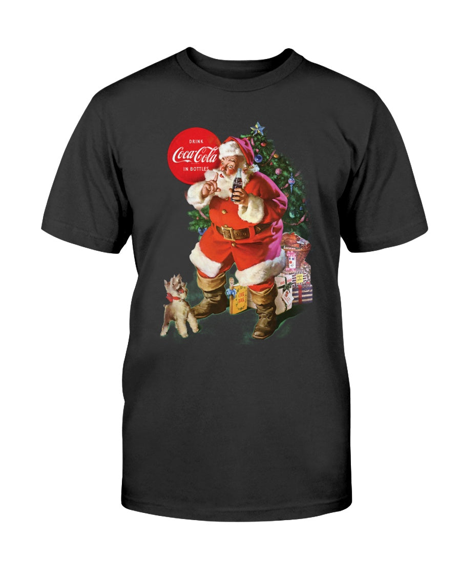 Coca-Cola Christmas Santa Claus Puppy Custom Graphic T-Shirt