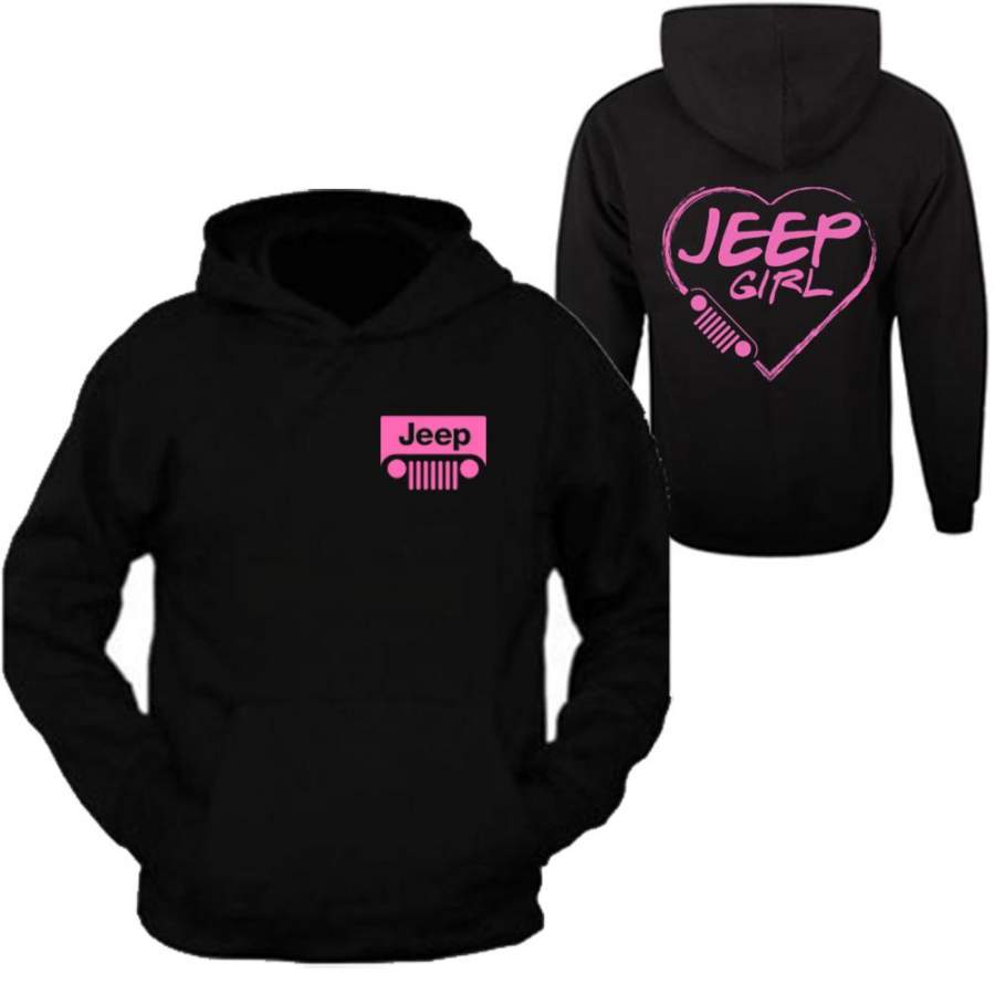 Pink Jeep Girl Heart Hooded Black Sweatshirt Off Road Lt11