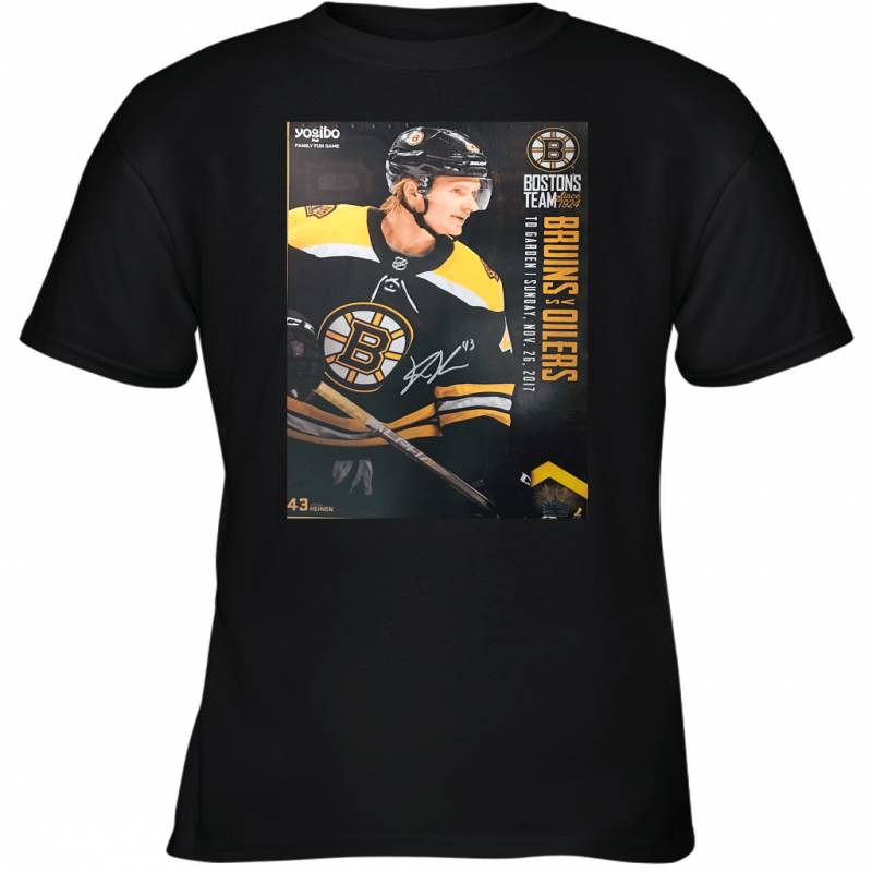 Danton Heinen Boston Bruins Signed Autographed 2017 18 Game Day Youth T-Shirt