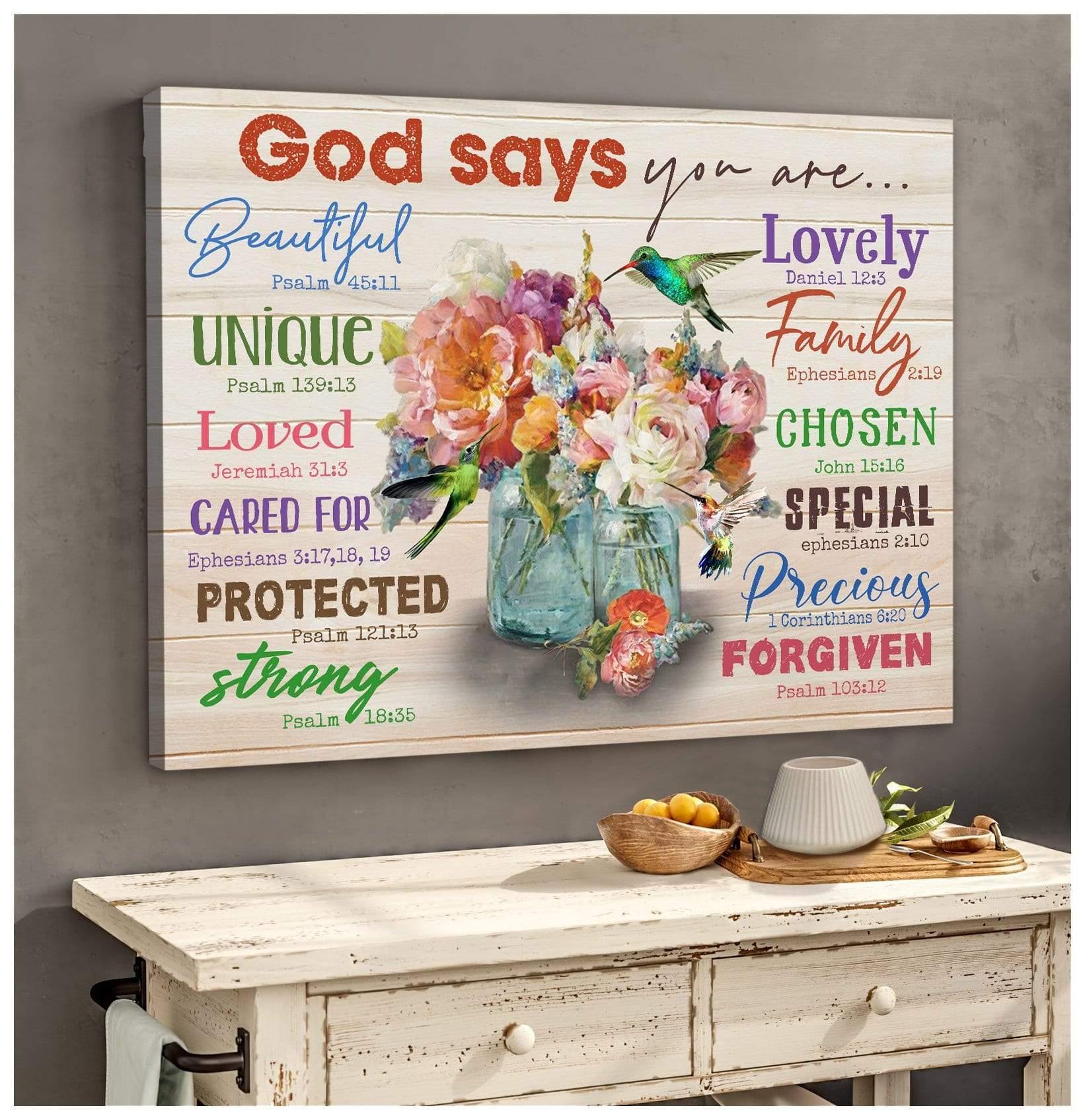 God Says You Are Hummingbird Wall Matte Canvas