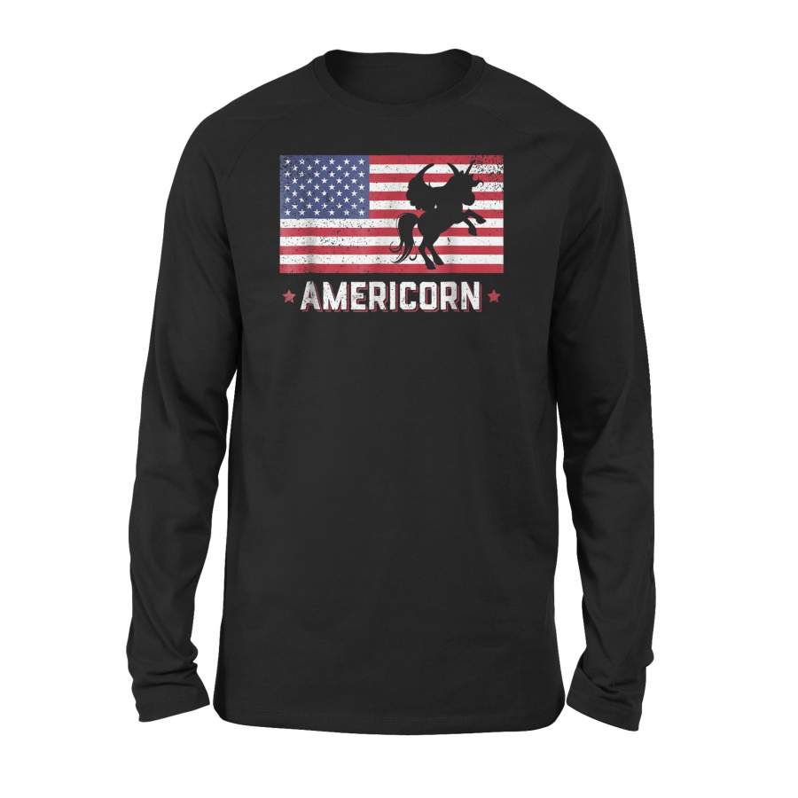 American Flag Unicorn Americorn Usa Funny 4th Of July Premium Long Sleeve T-Shirt