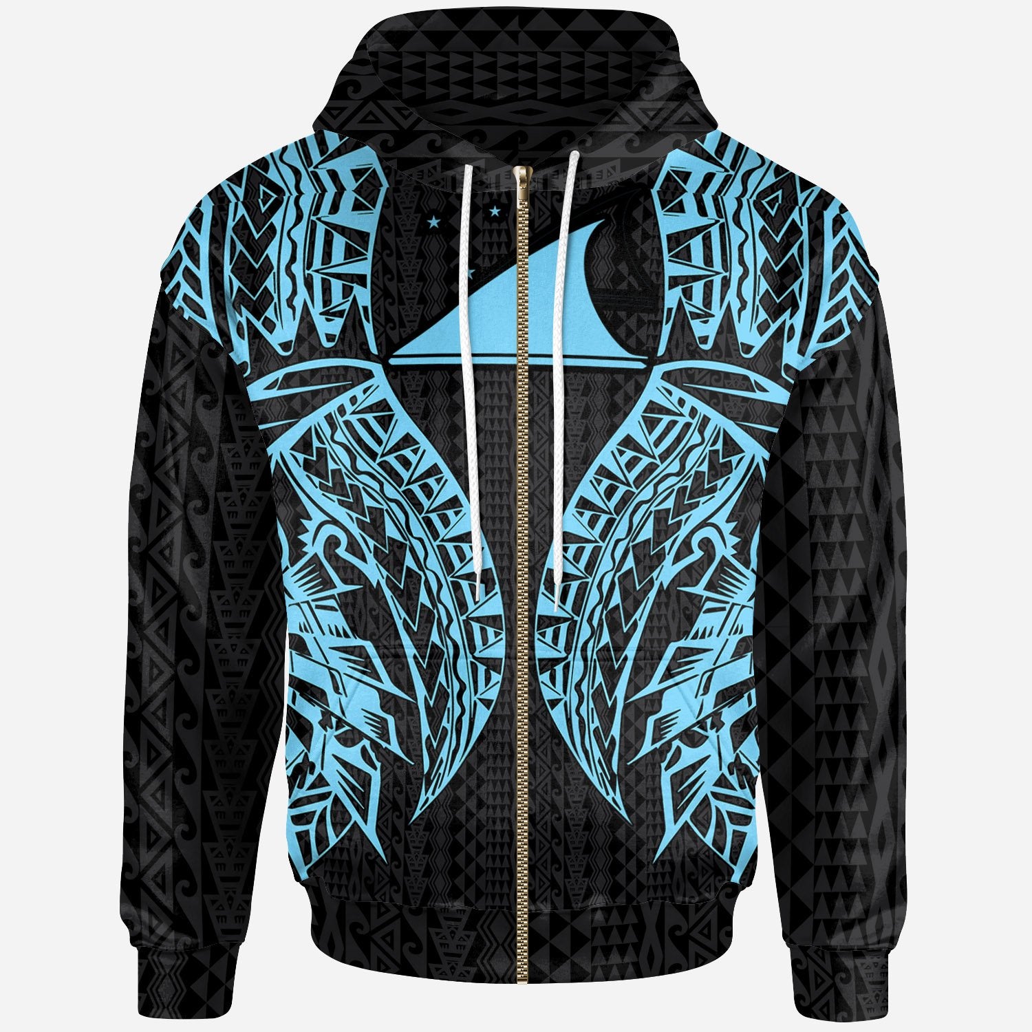 Tokelau Zip-Up Hoodie – Polynesian Lion Head Neon Style