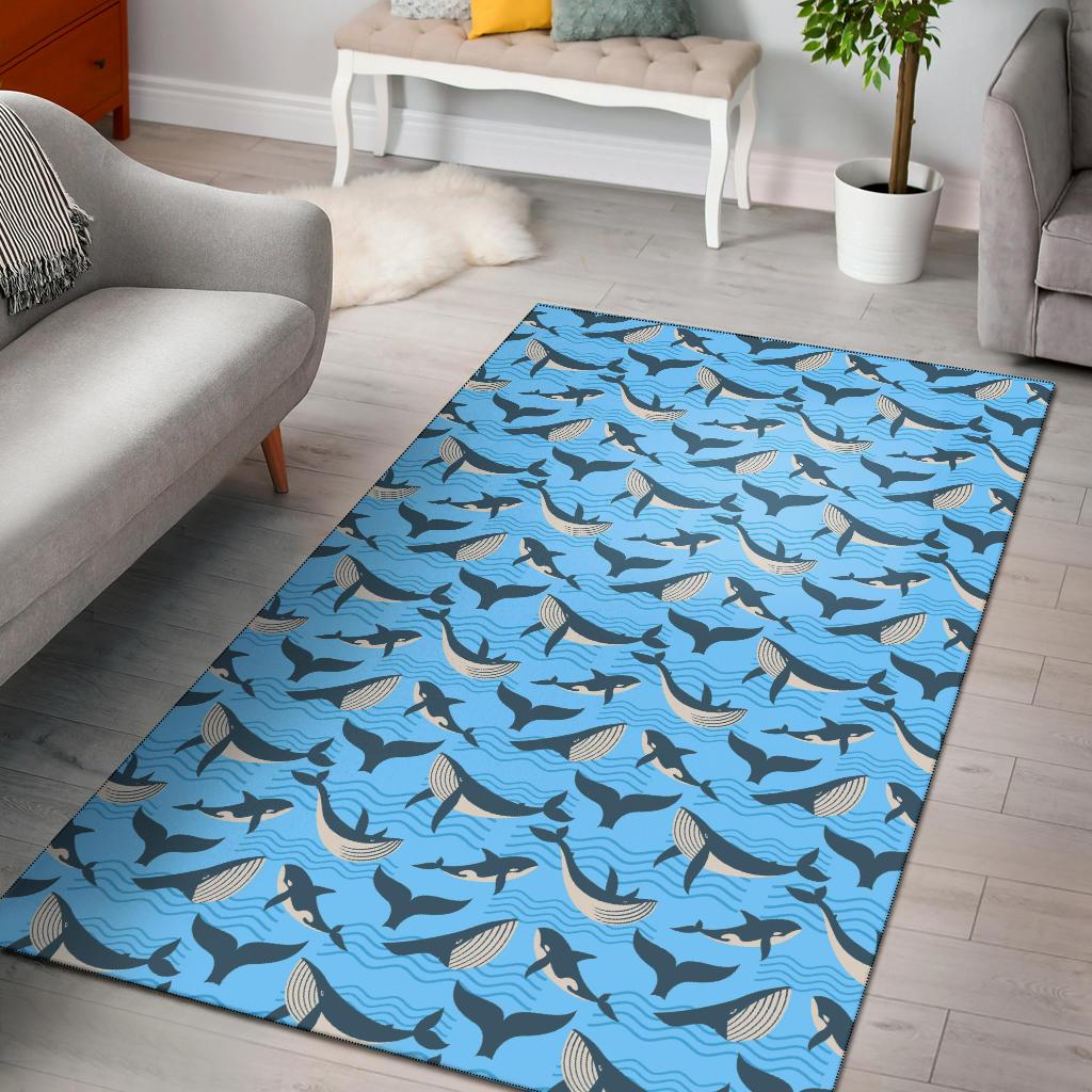 Whale Pattern Design Themed Print Area Rugs