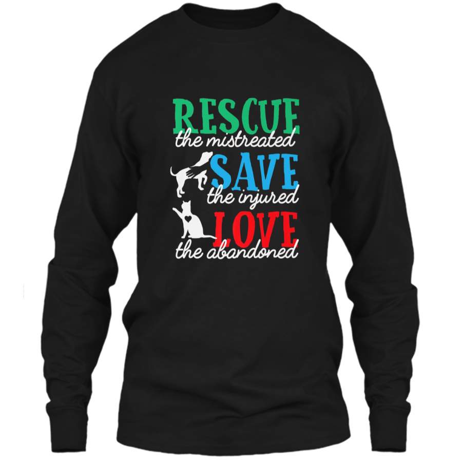 Rescue Save Love Animal Rescue Cat Dog Lover  Gifts LS Ultra Cotton Tshirt