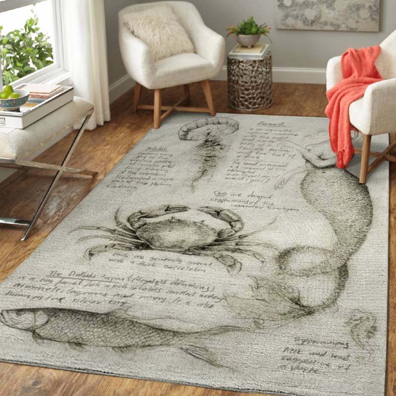 Sea Animals – Old Sketch Studies Area Rug Carpet