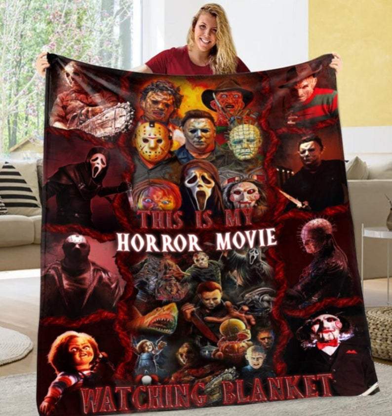 This Is My Horror Movie Watching Blanket, Horror Halloween Blanket, Halloween Home Decor, Gift For Family