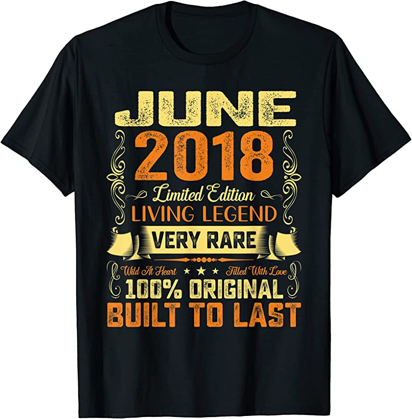 3rd Birthday Distressed June 2018 Vintage Retro 3 Years Old T-Shirt