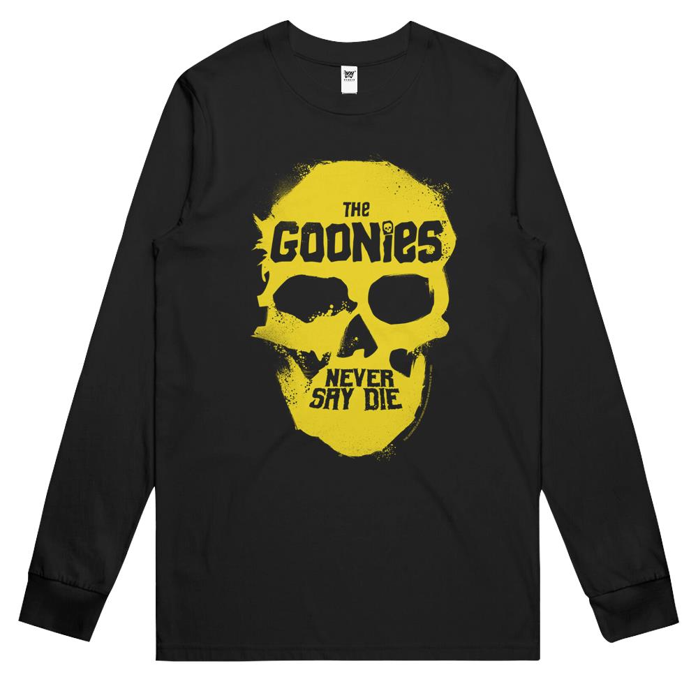 Goonies Never Say Die Yellow Skull Long Sleeve T Shirts