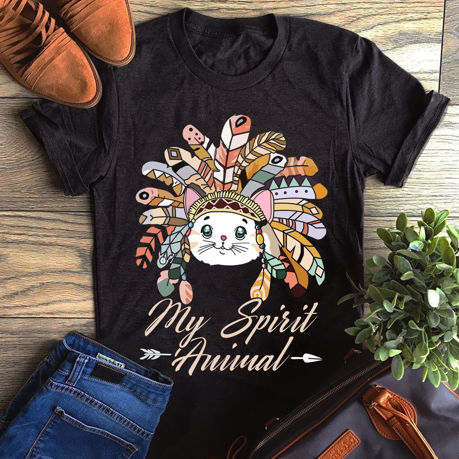 My Spirit Animal Funny Cat Kitten Lover Gift Unisex T-Shirt Hoodie Sweatshirt Plus Size S-5Xl