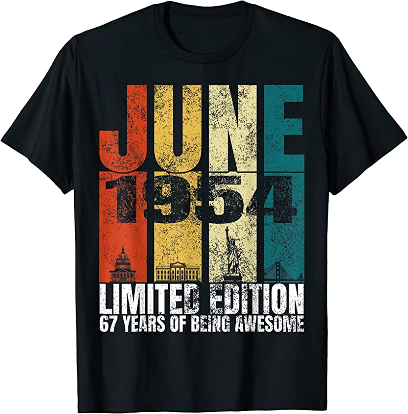 Vintage June 1954 Bday Costume 67 Years Old 67th Birthday T-Shirt