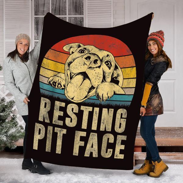 Vintage Pitbull Resting Pit Face Dog Lovers Gift Fleece Blanket Print 3D, Unisex, Kid, Adult