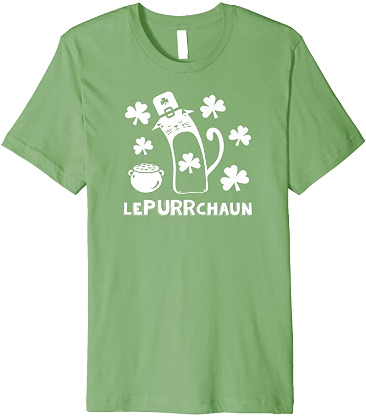 LePURRchaun Funny St Patrick Day Cat Lover Kitten Leprechaun Premium T-Shirt