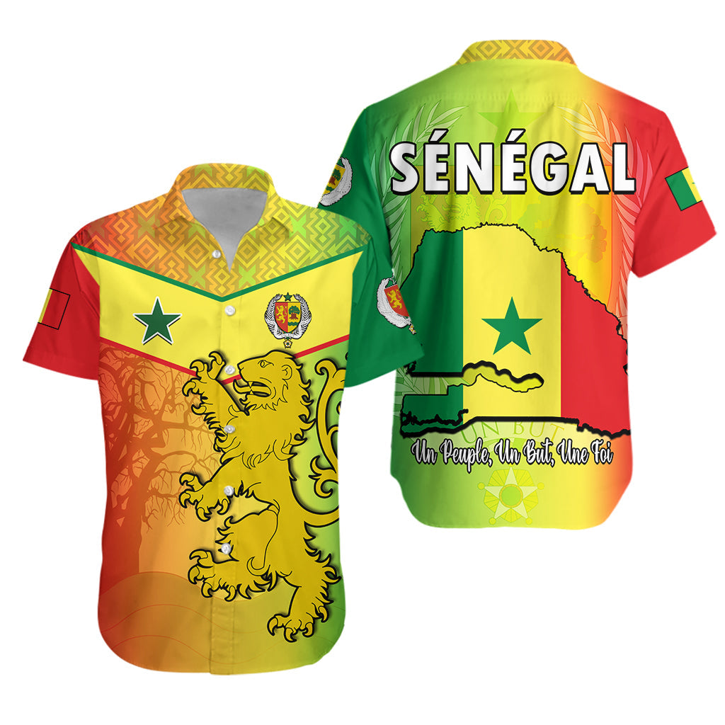 Senegal Hawaiian Shirt Lion With Senegal Map Reggae Style Lt14