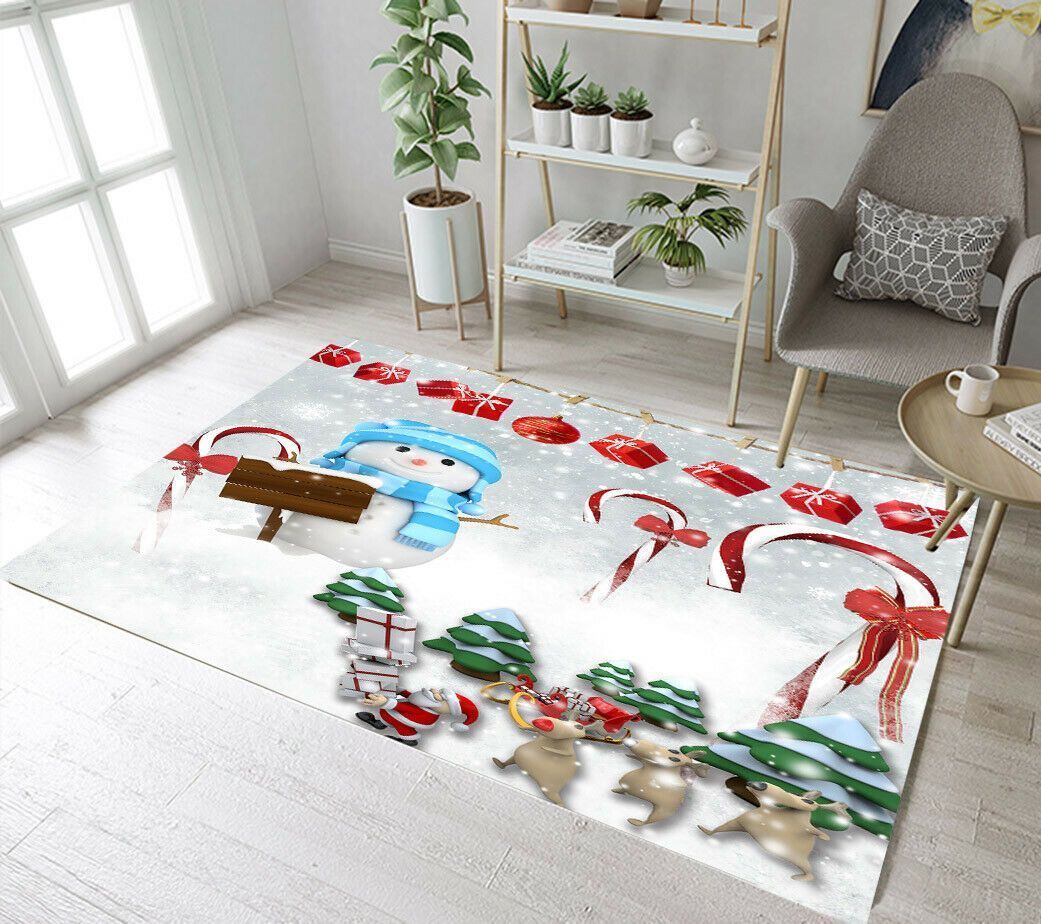 Winter Snow Xmas Gifts Snowman Candy Cane CLH2911585R Rug