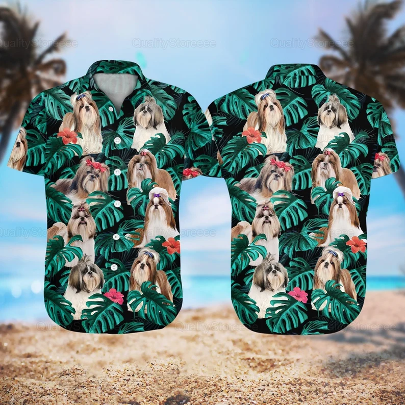 Waybackapparel Dog Hawaiian Shirts  Beach Vacation 3D Hawaiian Shirt