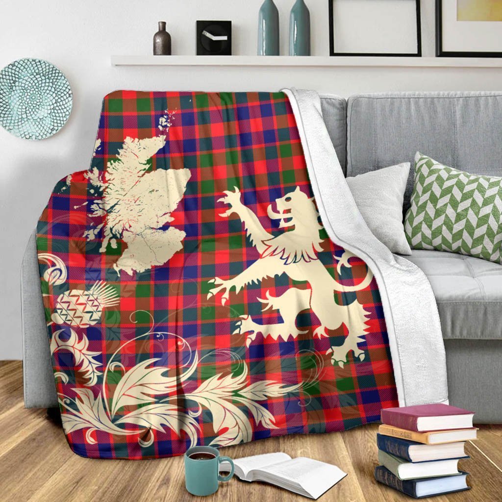 Tartan Blanket Gow Modern Tartan Scotland Lion Thistle Map Plaid Blanket