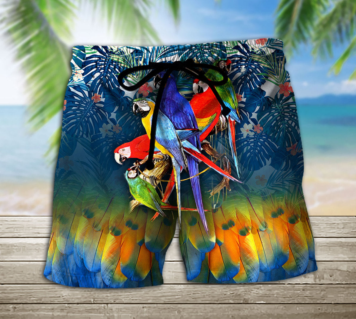 Fandomgift 3D Parrot Beach Shorts