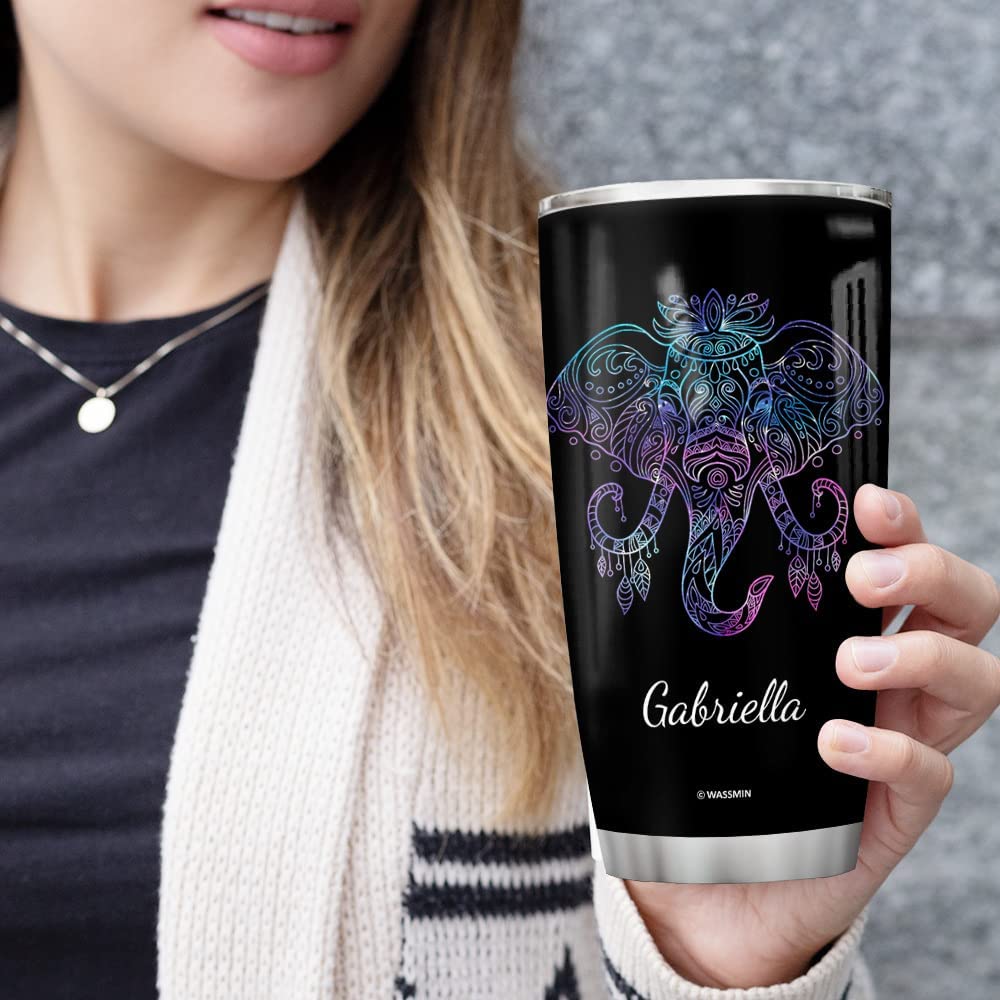 20 Oz Tumbler  Personalized Elephant Tumbler Cup With Lid 20Oz 30Oz Mandala Elephants Stainless Steel Double Wall Vacuum Insulated Tumblers Coffee