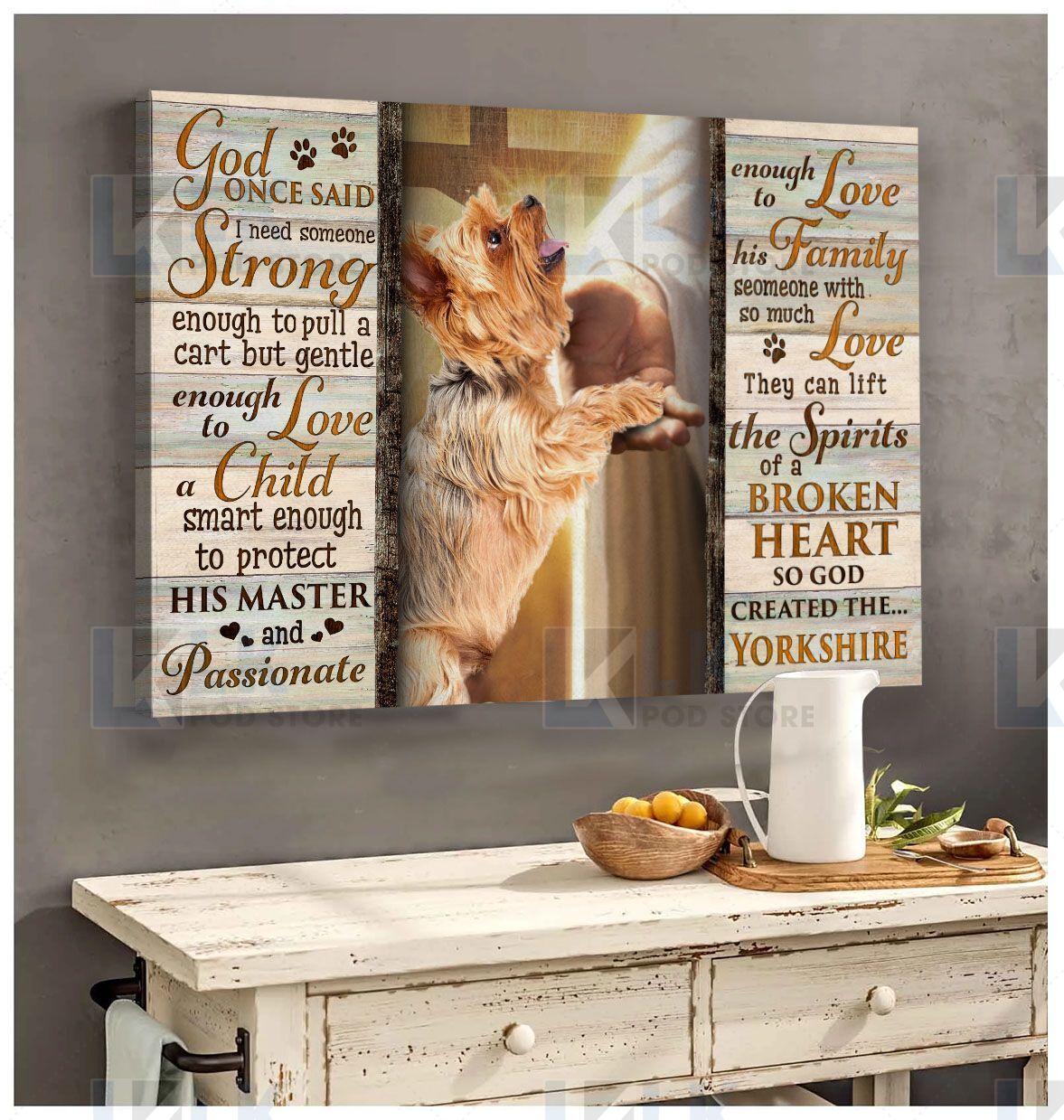 YORKSHIRE TERRIER – CANVAS God Once Said [ID3-B] | Framed, Best Gift, Pet Lover, Housewarming, Wall Art Print, Home Decor