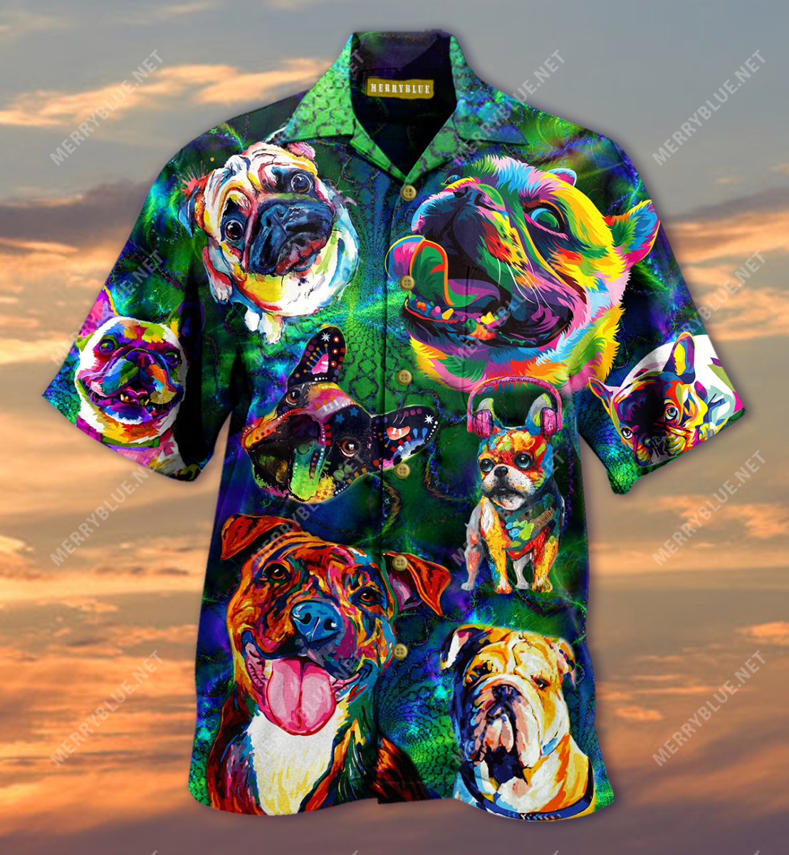 Peace Love And Pit Bulls Colorful Dogs Hawaii Shirt Ha44295