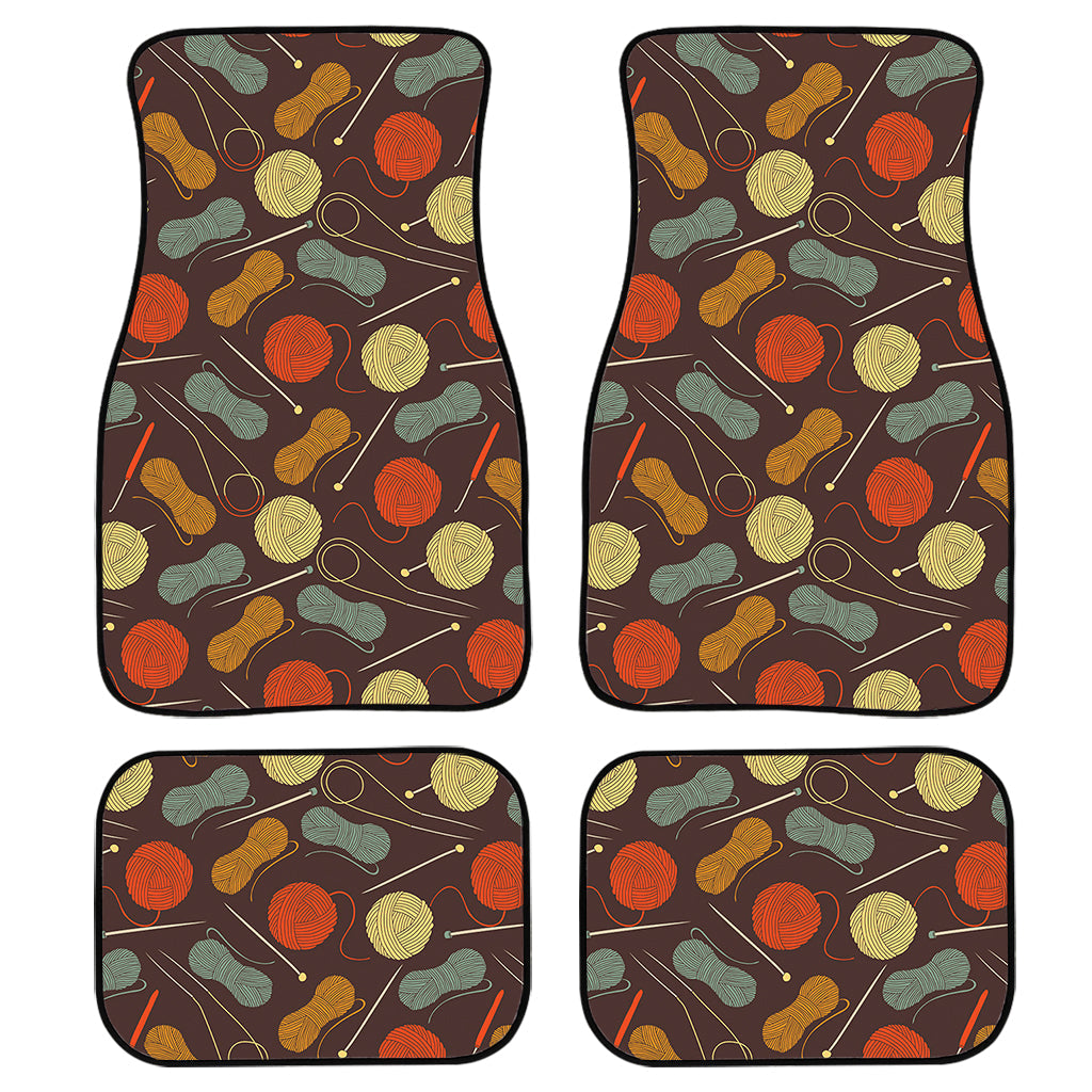 Yarn And Needle Pattern Print Front And Back Car Floor Mats, Front Car Mat