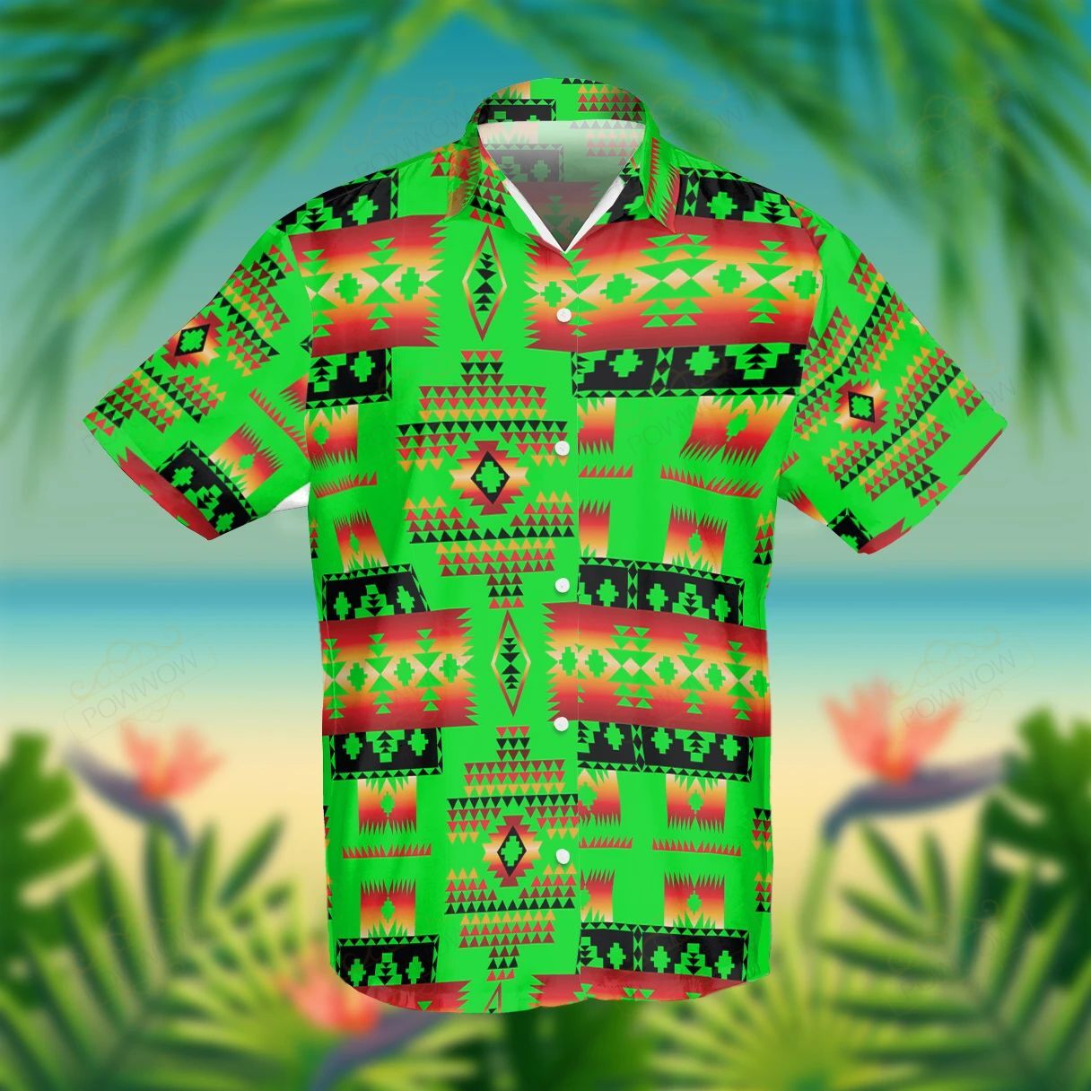 Green Tribes Pattern Native American Hawaii Shirt Ha73679