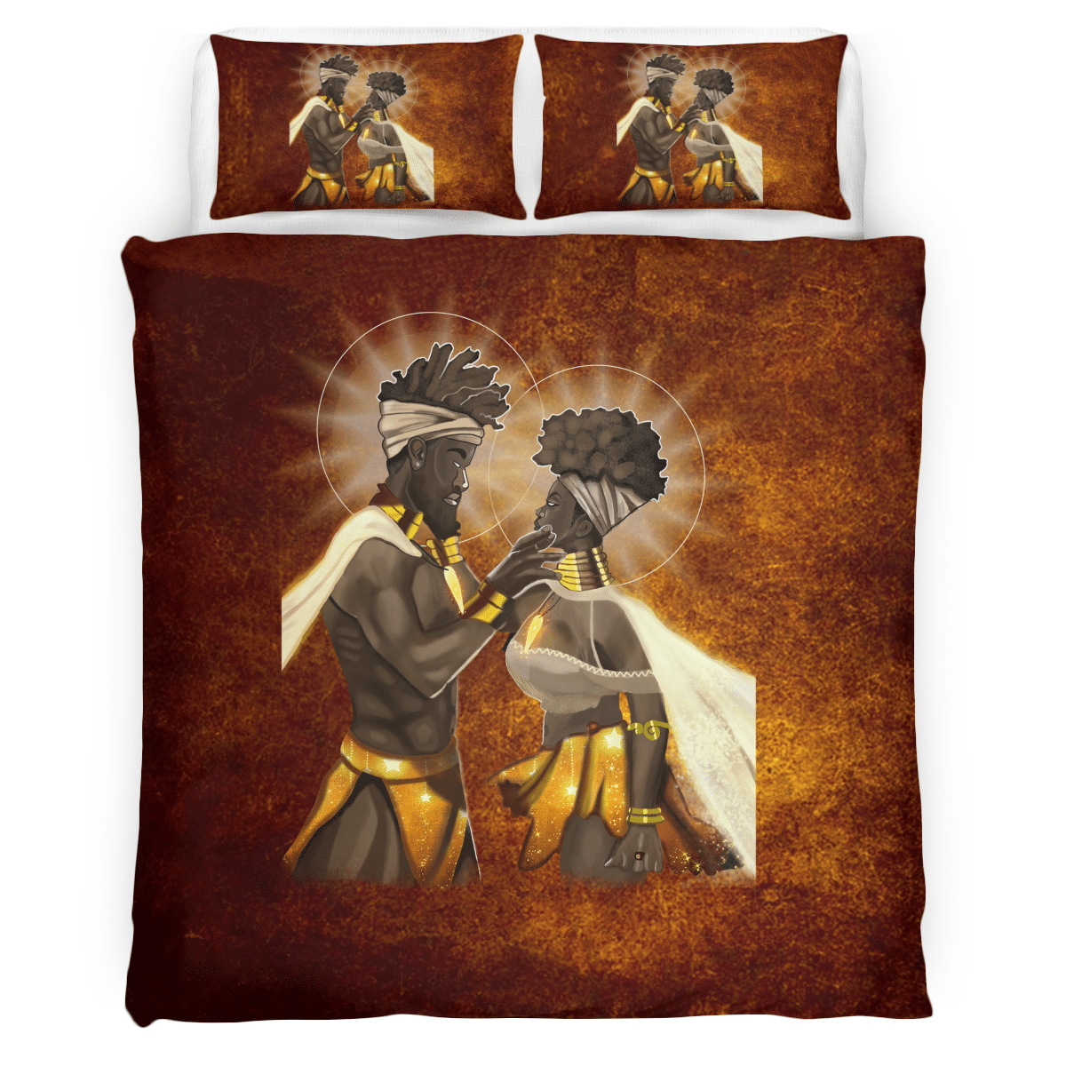 African Couple Bedding Set All Over Print Black King And Queen African American Bedding Set