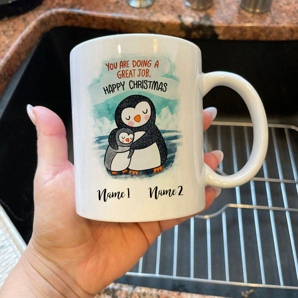 Personalized You Are Doing A Great Job Happy Christmas Penguins Mug