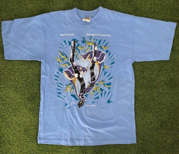 Vintage 90 S Australian Aboriginal Art Pastel Danny Eastwood Night Possums Summer Festival Shirt