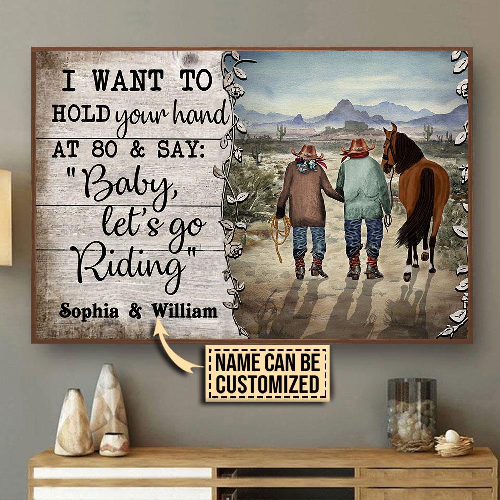 Aeticon Gifts Personalized Cowboy Lets Go Riding Canvas Mom Dad Gift Home Decor