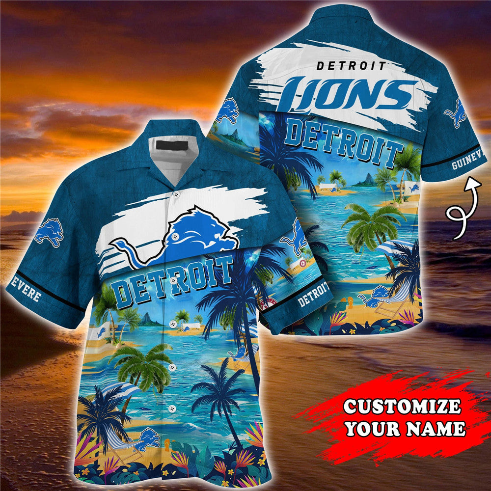 Men’S Detroit Lions Hawaiian Shirt Paradise Floral