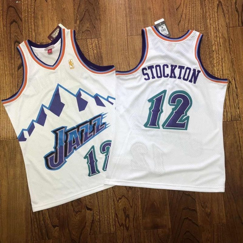 Utah Jazz John Stockton #12 NBA Classic White Jersey